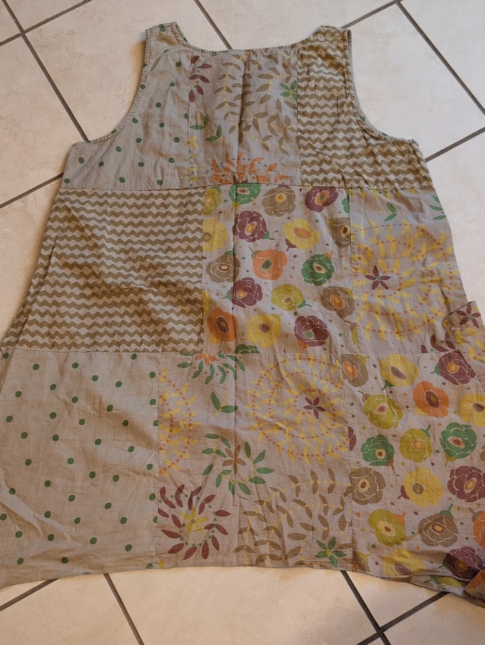 Gudrun Sjoden Skirt Set Two Piece Tunic Tan Floral Patchwork Lagenlook Cotton L - Picture 2 of 11